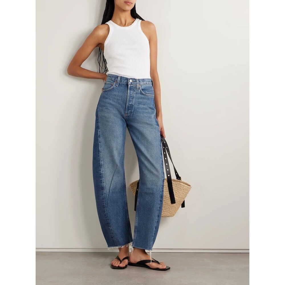 AGOLDE “LUNA” HIGH-RISE BARREL JEANS, SPLIT SZ 26